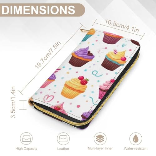 Fashion Decor Wallet, Long PU Zipper Wallet, Travel Purse Fashion Design, Huge Storage Capacity PurseSunmmer Colorful Ice Cream Cake2