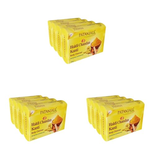 Image of Patanjali Haldi Chandan Kanti Body Cleanser Soap for Men and Women(150g, Pack of 12), Nourishing & Moisturizing, Natural Aloe Vera Soap for Soft Skin