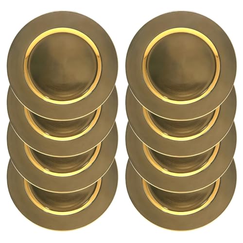 Daniel James Metallic Charger Plates - 33cm Round Reusable Dining Table Setting Plates for Christmas Party, Celebration, Weddings & Table Décor Placemat - Gold Solid, Pack of 8