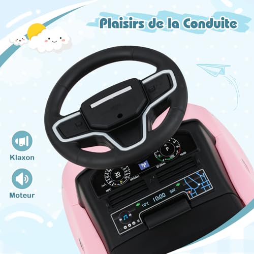 Voiture à pédales AIYAPLAY pour enfants : espace de rangement, klaxon et musique Bleu
