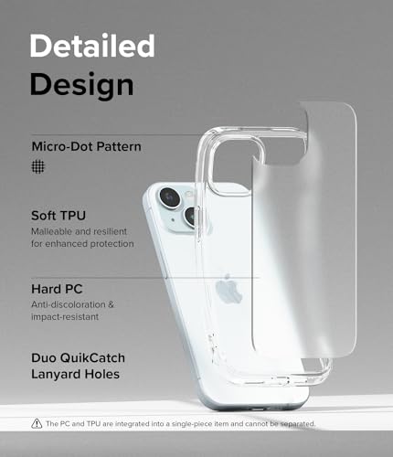 Image of Ringke Fusion Matte Compatible with iPhone 15 Plus Case Cover Anti Fingerprint Hard Back Soft Flexible TPU Bumper Scratch Resistant Natural Form iPhone 15 Plus Back Cover - Matte Clear