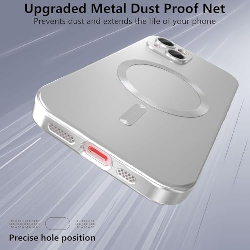 Image of DIZORO Magnetic Case for iPhone 15 Compatible with MagSafe Built-in Camera Lens Protector Slim Soft Silicone Bumper Shockproof Metallic Luster Back Cover Phone Case Black