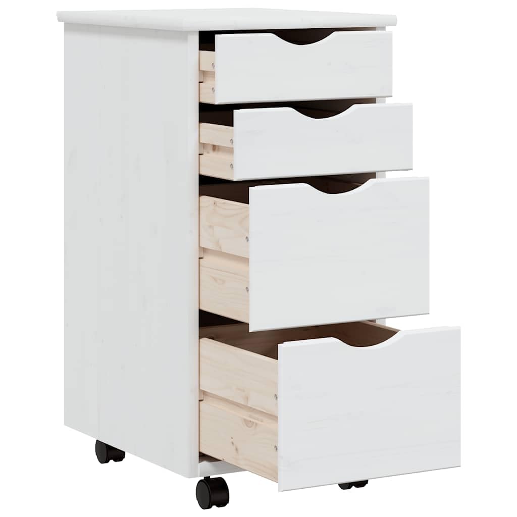 Caisson Bureau Mobile, Meuble Rangement Bureau sur Roulettes Armoire roulante avec tiroirs MOSS blanc bois de pin solide