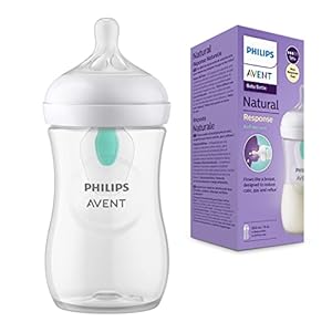 Philips Avent Natural Response Baby Bottle – 260ml Baby Milk Bottle with AirFree Vent, BPA Free for Newborn Babies Aged 1 Months+ (Model SCY673/01)