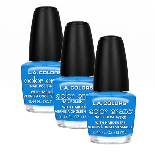 L.A. COLORS Color Craze Nail Polish, Aquatic CNP508 (Pack of 3)
