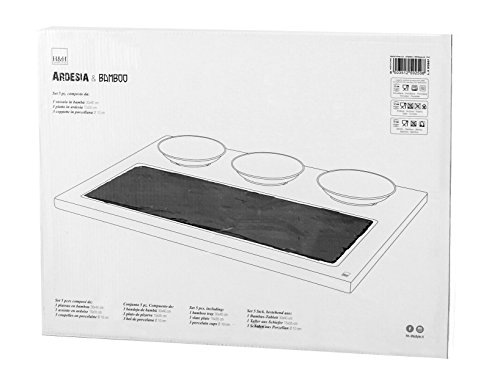 H&h tagliere con 5 pezzi ardesia & bamboo cm30x40 4 H&h tagliere con 5 pezzi ardesia & bamboo cm30x40