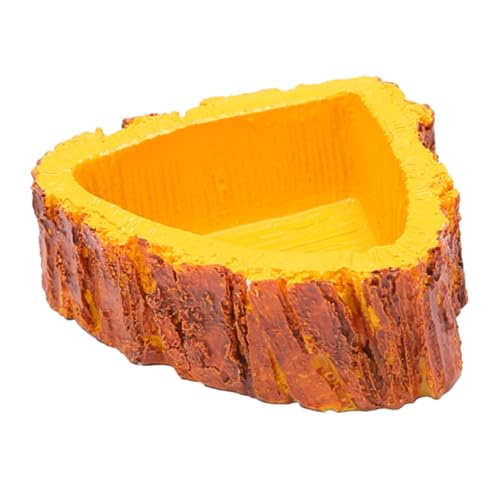 VALICLUD 爬虫類用レジン製食盆 蜥蜴とクモ向けエミュレーション樹皮デザイン 安定感のある低重心構造 食事と飲水兼用 餌の飛散防止機能付