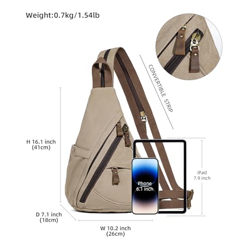 Image of KL928 Canvas Sling Bag - Small Crossbody Backpack Shoulder Casual Daypack Rucksack for Men Women