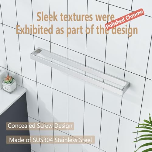 Image of KOKOSIRI Towel Holder Chrome Bath Towel Bar Rack 24-Inch Kitchen Holder Polished Stainless Steel for Bathroom Hardware Wall Mounted, 1 Pack B4008CH-L24