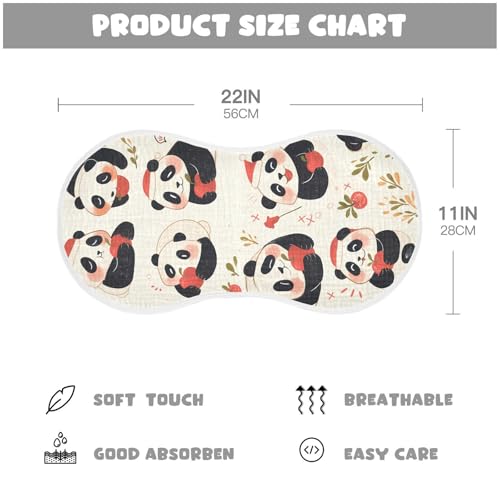 Bolaz Baby Burp Cloths 4 Pack,Panda Pattern,Feeding Cloths Face Towel Super Absorbent Soft Cotton Burping Rags Feeding Bibs3