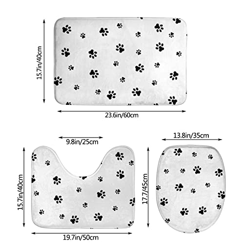 DIRYKILP Hundepfote 3 Stück Badematten Set, Badematte + Konturmatte + Toilettendeckelbezug mit rutschfester Klebeunterseite – Bild 4