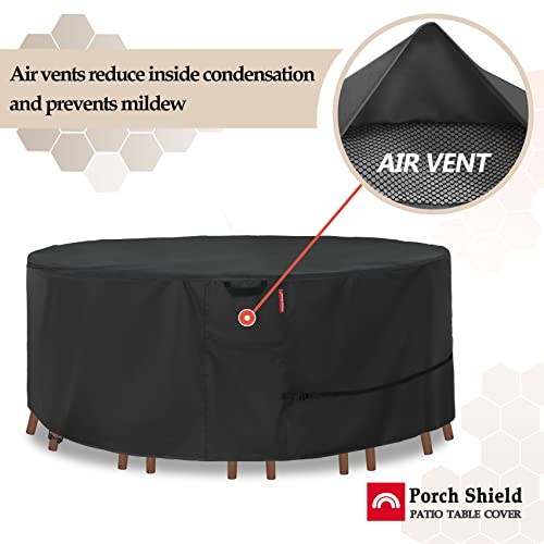 Porch Shield Round Patio Furniture Cover - Waterproof 600D Heavy Duty Outdoor Table And Chairs Cover 96 Inch #TOP4