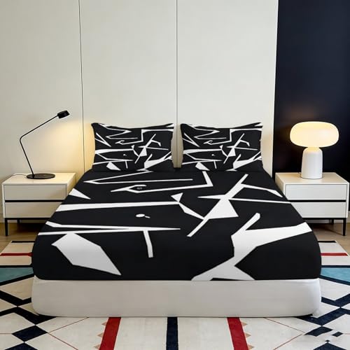 Drap housse antidérapant à poche profonde avec motifs 3D géométriques - 4