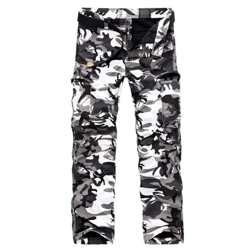 Mens Warm Fleece Lined Cargo Trousers Combat Work Trousers Thermal Pants for Hiking Walking Skiing,6 Pockets