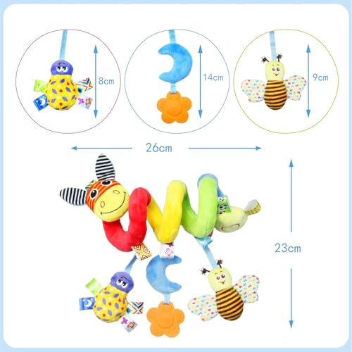Image of Hanging Rattle Baby Toys for Car Seat Crib Mobile 0 3 6 9 12 18 Months, Infant Baby Spiral Plush Toys for Crib Bed Stroller Car Seat (Donkey)