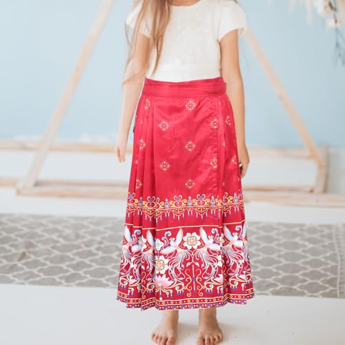 Falda Hanfu para Niña Vestido Corto Chino de Chiffon Rojo Resistente 3