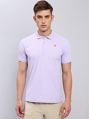 Image of TECHNOSPORT Men's Polyester Slim Fit Self-Design Short Sleeve Polo Matpiq T-Shirt with Anti Microbial, Techno Dry for Regular and Casual Use