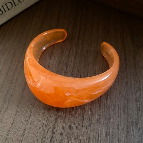 Image of 1Pc Resin Wide Round Bangle Bracelets Minimalist Jewelry for Women Geometric Bohemian Colorful Wrap Bracelet Elegant Round Acrylic Holiady Chunky Thick Bracelet