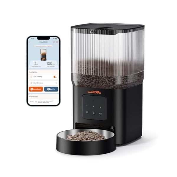 WOPET Automatic Cat Feeder, WiFi Dog Feeder with APP Control for Remote Feeding, Automatic Cat Food Dispenser with 10S Voice Record,1-10 Meals Per Day for Cats and Dogs