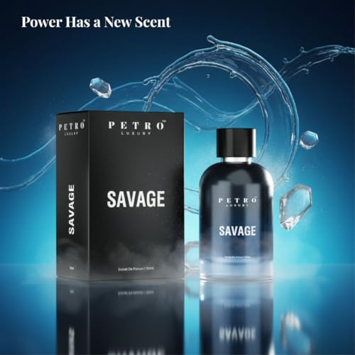Image of Petro Luxury Savage Long Lasting Perfume for Men 100ml | Extrait De Parfum Fresh Spicy Aromatic Fragrance with Calabrian Bergamot, Pepper, Lavender & Ambroxan | Luxury Gift for Him