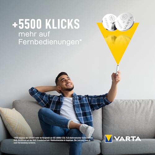 VARTA Batterien Knopfzellen CR2025, 5 Stück, Power on Demand, Lithium Coin, 3V, kindersichere Verpackung, für elektronische Kleingeräte - Autoschlüssel, Fernbedienungen, Waagen