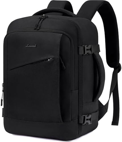 LOVEVOOK EasyJet Handgepäck 45x36x20, Rucksack Handgepäck Flugzeug Herren | 28L Reiserucksack Travel Backpack Tasche Damen Eurowings für Weekender Groß, Business, Schwarz