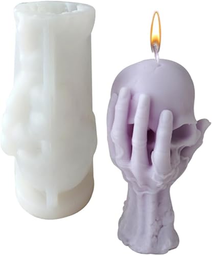 Miniatura 1 de Moldes de vela de calavera de Halloween, moldes de silicona de calavera de 5 pulgadas para hacer velas, moldes de resina para fundición de epoxi,