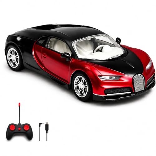 Image of Remote Control Car Rechargeable, Red and Black, Sports Supercar RC Toy with Wireless Controller, for Kids (Black-Red)
