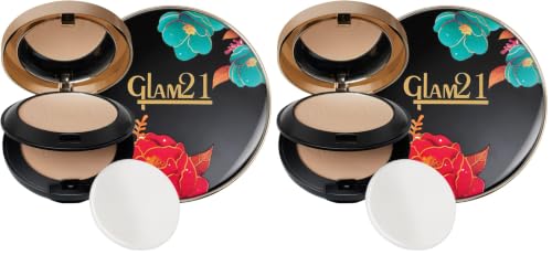Image of Glam21 inch2 In 1 inch HD Compact Powder| Oil Free, Waterproof, Sweat Resistant Formula | Long Lasting Freshness|Suitable For Oily Skin|True Beige-20gm (Pack of 2)