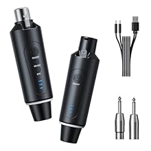 【2.4G Wireless Transmission Technology】 This XLR microphone wireless transmitter receiver 1 to 1 uses advanced 2.4G wireless transmission technology, which not only ensures an impressive transmission distance of 160-320ft, but also maintains a stable...