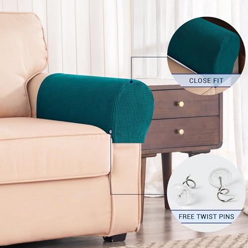 image for Subrtex Stretch Armrest Covers Spandex Arm Covers for Chairs Couch Sof