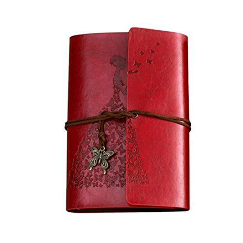 Weite 5 cores retrô Kraft tiras de papel longa saia borboleta menina capa caderno, diário portátil b