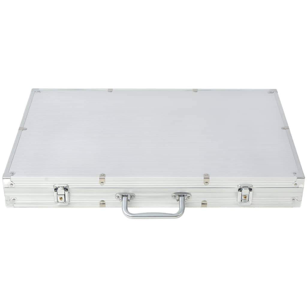 Mangloder - Juego de póquer con 1.000 fichas de aluminio, incluye 3 barajas de cartas, 6 dados de casino, botón de distribuidor, botón pequeño y grande ciego para torneos, juegos familiares y de