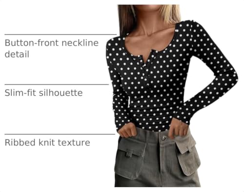 Image of PRETTYGARDEN Women's Fall Long Sleeve Henley T Shirts