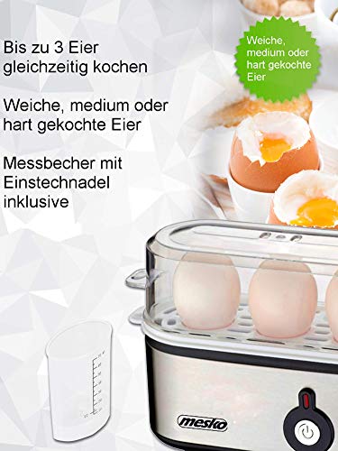 Elektrischer Eierkocher 3 Eier | 3500 Watt | Für 1-3 Eier | Automatische Abschaltung mit Signal | Eier Kocher | Egg… – Bild 3