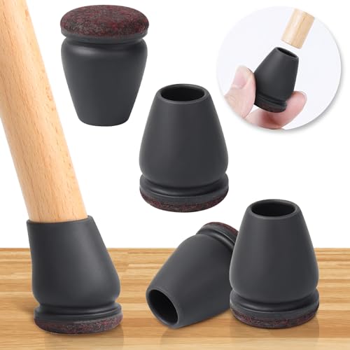 16PCS Extra Small Chair Leg Floor Protectors Chair Leg Protector for Hardwood Floors Metal Bar Stool Floor Protectors Chair Leg Caps Round Felt Furniture Pads Chair Sliders(Black Fit 0.55-0.75)