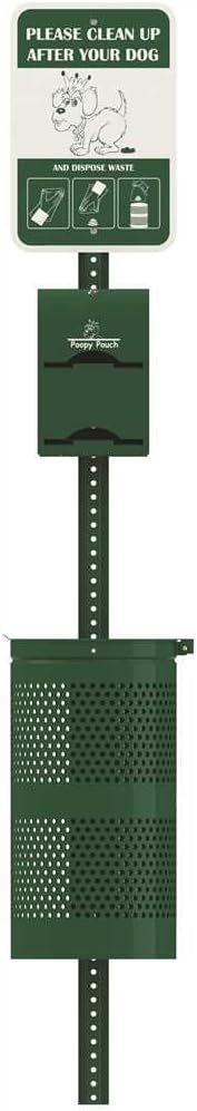 Crown Products PP-SD-01-2R400 Poopy Pouch Pet Waste Disposal System, with Channel Post, Plastic, 12" x 28.5" x 12"