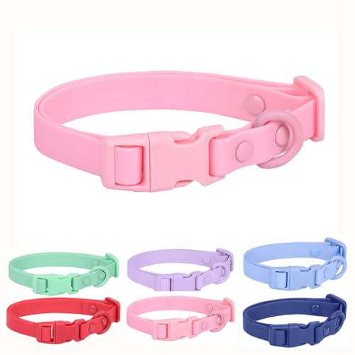 Silicone Dog Collar, Waterproof Plastic PVC Rubber Washable Quick Release Buckle Outdoor Puppy...