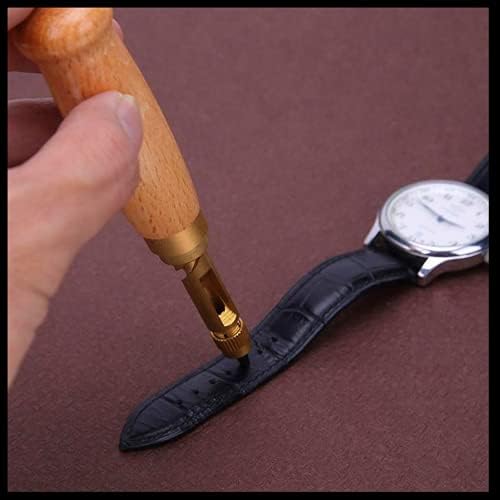 Screw Hole Punch,Precision Durable Hole Punch Tool Screw Hole Puncher with Wood Handle,6 Tips Sizes:1.5mm,2mm,2.5mm,3mm,3.5mm,4mm for Sewing Leather Paper Bookbinding Tool