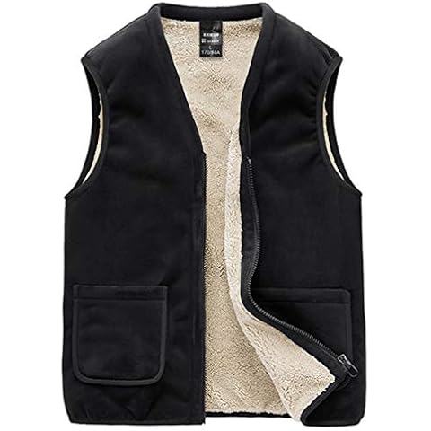 Mens Padded Gilet Lightweight Body Warmer Comfortable Vest Quick Drying Fleece Lined Winter Waistcoat for Outdoor Sport Running Walking Travelling Hiking,Black,XL Cover
