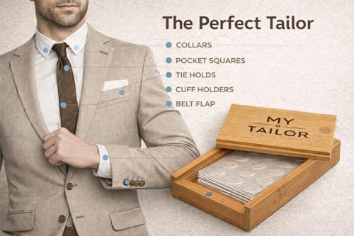Bierstick Collar Stay Stickers for Men Women - Double Sided Fashion Tape - Shirt, Tie and Belt Anchor - Button Repair - with Magnetic Luxury Bamboo Storage Box (66 Pack)
