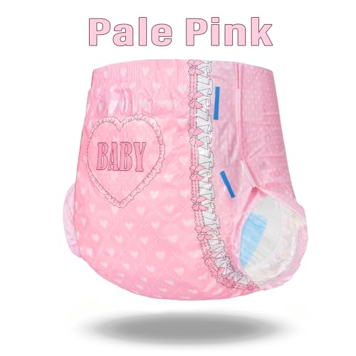 Image of Littleforbig Printed Adult Brief Diapers 10 Pieces - Blushing Baby Pale Pink (Medium 28 inch-38 inch)