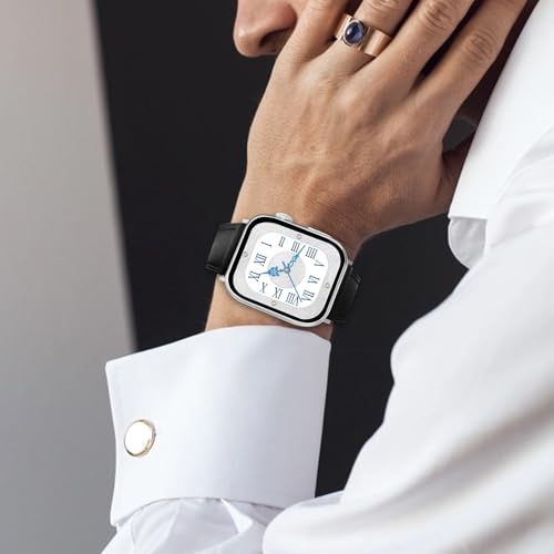 Premium Italy Leather Bands Compatible with Apple Watch Band 40mm 38mm 41mm 42mm 44mm 45mm 46mm 49mm, Soft Leather Watch Replacement Band for Watch Series Ultra SE 10 9 8 7 6 5 4 3 2 1 for Women Men