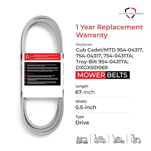 Image of 954-04317A Drive Belt for Cub Cadet, Length 67 inch, Heavy-Duty, Aramid Cord Belt Replaces 954-04317, 754-04317, 754-04317A for Craftsman 247. & Z Series, Troy Bilt Mustang & Z Series, MTD RZT, ZT Series