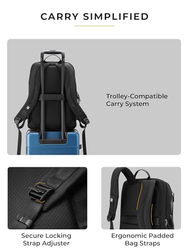 Image of EUME Gravon Laptop Backpack for Men & Women | 15.6 Inch Laptop Sleeve | 25L Water Resistant Premium Nylon & Microfiber Vegan Leather | Lightweight & Multipurpose | For Office Work & Travel