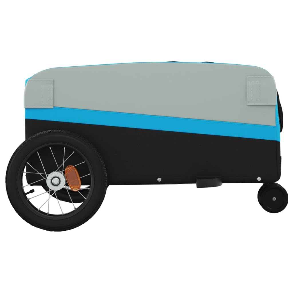 Fahrradanhänger Schwarz aus Eisen mit Tragkraft, x 52,5 x 42, mit Sicherheitsflagge, faltbar für Transport von Gepäck, Lasten, Hunde, Kinder, Outdoor und Alltag
