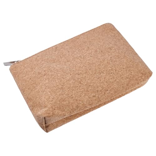 Image of GORGECRAFT Cork Cosmetic Bag Makeup Case with Zipper Travel Cork Clutch Vegan Bag Sustainable Small Wallet Pouch Cosmetic Toiletry Organizer for Purse Make up Brushes Lipstick Daily Use 6.5 x 9.5 inch
