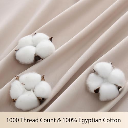 MEISHANG Extra Deep Pocket King Sheets Cotton - 1000 Thread Count Sheet Set - Fits 18"-24" in Deep Mattress,100% Egyptian Cotton,Sateen Weave, Soft & Breathable - 4 Piece (King, Dusty Pink)