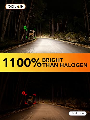 Image of OXILAM 9005 9006 LED Light Bulbs Combo, 6500K Cool White HB3 HB4 Bulbs, 11X Brighter Visibility, No Flicker, Plug and Play, IP68 Waterproof, Pack of 4