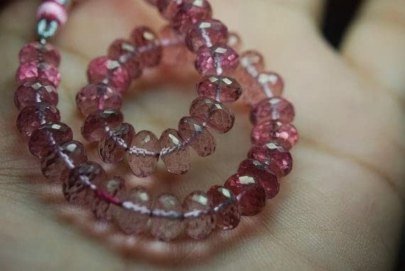 Quartz rose mystique rondelle facettée 7-8mm fil perle pierre naturelle